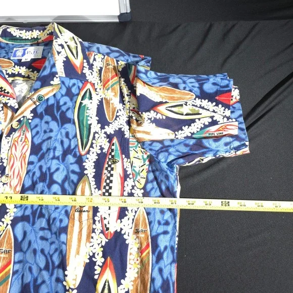 RJC Surfboard Hawaiian Shirt Mens Medium Aloha Beach Camp Casual Blue Outdoor - Picture 4 of 8